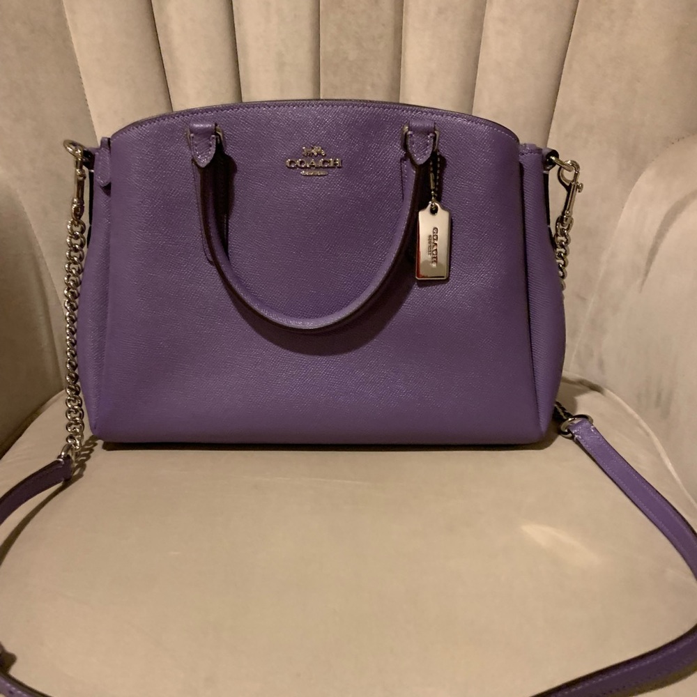 Deep lavender leather Coach bag.